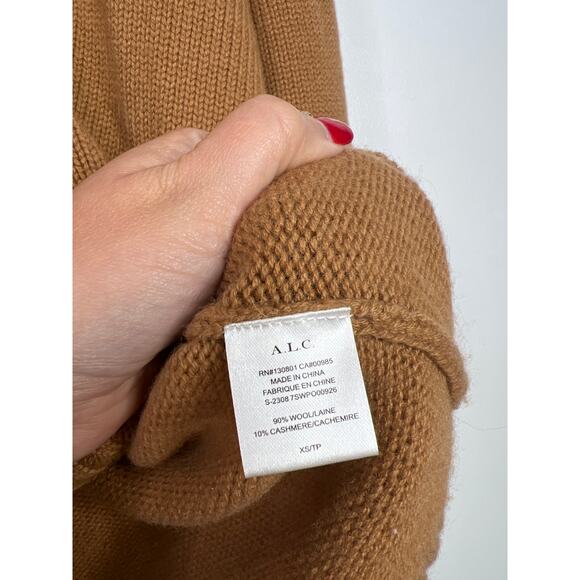 NEW A.L.C Crew Neck Wool Blend Ribbed Hem Knitted Ayden Sweater Brown - Picture 5 of 7